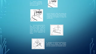 1) Desfaça a rebitagem
original com a ajuda de uma
broca de 1/4” montada em
uma furadeira radial.
2) Caso necessário, utilize uma punção para
finalizar a retirada dos rebites mais resistentes
ou de pedaços remanescentes da primeira etapa.
Cuidado para não danificar os orifícios da
ponta da barra.
3) Com uma pequena chave-de-
fenda abra a ponta da barra o
suficiente para limpar a sujeira do
campo (óleo, serragem, terra, etc.) e
também para retirar pedaços de
rebites e rolamentos provenientes da
quebra ou do rompimento dos
mesmos.
4) Introduza o novo Roll-top na ponta da barra,
centralizando as furações para rebitagem.
Mantenha o Roll-top embalado no papel celofane
para evitar a perda dos seus rolamentos internos.
 