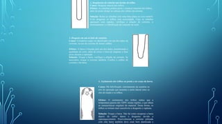 2. Surgimento de rebarba nas bordas do trilho.
Causa: Desgaste natural dos trilhos.
Efeitos: As rebarbas podem partir e arrancar material dos trilhos,
além de poder atingir as cabeças dos rebites da corrente.
Solução: Retire as rebarbas com uma lima plana ou com esmeril.
Evite desgastar os trilhos sem necessidade. Caso as rebarbas
apareçam com rapidez, verifique a afiação da corrente, o
tensionamento e a lubrificação do conjunto de corte.
3. Desgaste em um só lado da canaleta.
Causa: Cortadores cegos ou danificados em um dos lados da
corrente, ou uso de corrente de menor calibre.
Efeitos: A barra é forçada para um dos lados, prejudicando a
qualidade do corte, além de correr o risco de empenar e ficar
presa durante a operação.
Solução: Troque a barra, verifique a afiação da corrente. Se
necessário, troque a corrente também. Confira o calibre da
corrente e da barra.
4. Azulamento dos trilhos na ponta e no corpo da barra.
Causa: Má lubrificação, estreitamento da canaleta ou
erro de operação que aumente o atrito lateral entre os
elos de tração e os trilhos.
Efeitos: O azulamento dos trilhos indica que a
temperatura passou dos 320ºC nestas regiões, o que altera
as características originais do material. Desta forma, os
trilhos se tornam mais suscetíveis a desgastes e rupturas.
Solução: Troque a barra. Não há como recuperar a barra
depois de sofrer danos e desgastes devido a
superaquecimento. Possivelmente a corrente utilizada
com esta barra também deve estar bem danificada e
 