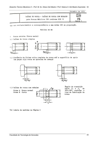 Desenho Técnico Mecânico II – Prof. M. Sc. Edson Del Mastro / Prof. Helena S. Del Mastro Espíndola
Faculdade de Tecnologia de Sorocaba
33
33
 