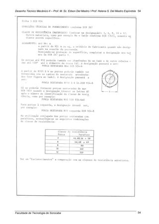 Desenho Técnico Mecânico II – Prof. M. Sc. Edson Del Mastro / Prof. Helena S. Del Mastro Espíndola
Faculdade de Tecnologia de Sorocaba
54
54
 