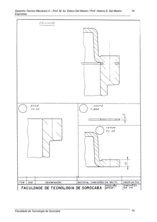 Desenho Técnico Mecânico II – Prof. M. Sc. Edson Del Mastro / Prof. Helena S. Del Mastro
Espíndola
Faculdade de Tecnologia de Sorocaba
74
74
 