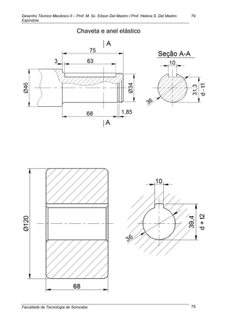 Desenho Técnico Mecânico II – Prof. M. Sc. Edson Del Mastro / Prof. Helena S. Del Mastro
Espíndola
Faculdade de Tecnologia de Sorocaba
79
79
Chaveta e anel elástico
 