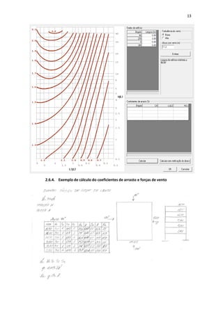 13
2.6.4. Exemplo de cálculo do coeficientes de arrasto e forças de vento
 