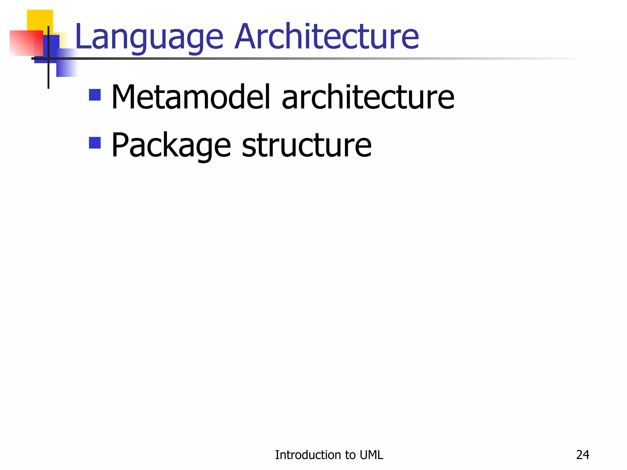 Language Architecture Metamodel architecture Package structure 