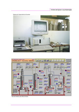 A Usina de Açúcar e sua Automação
Sistema de Supervisão da Cocamar
Tela de Sinótico para Álcool Anidro
 