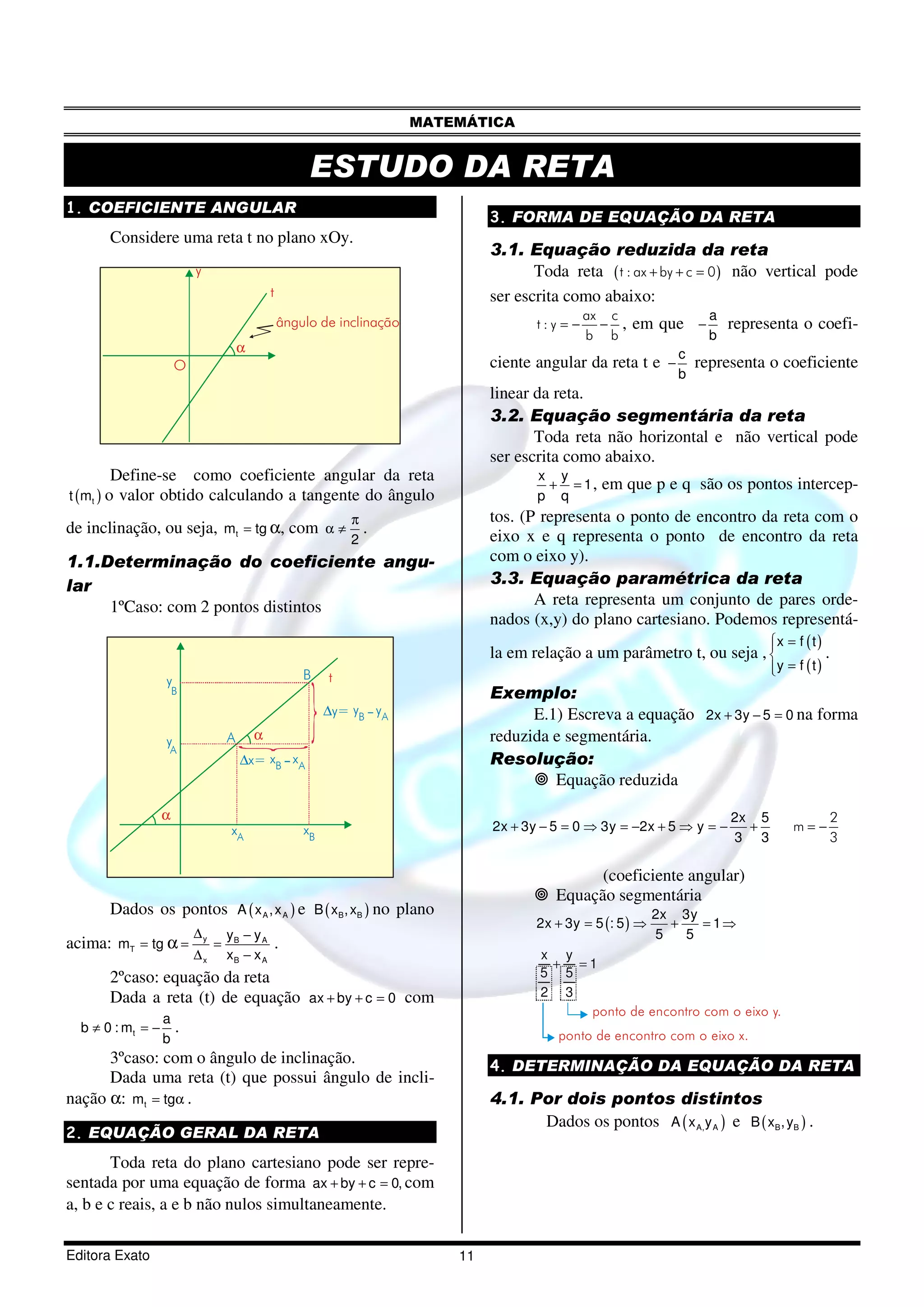 Apostila 003 estudo da reta | PDF