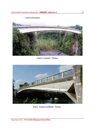 Universidade Presbiteriana Mackenzie – PONTES - APOSTILA 1
Engenharia Civil – Prof. Aiello Giuseppe Antonio Neto
21
- VIGAS BI-APOIADAS:
PONTE “LA RIVIERE” – FRANÇA
PONTE “CHANGIS SUR MARNE” - FRANÇA
 