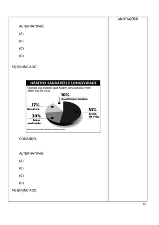 ANOTAÇÕES

    ALTERNATIVAS:

    (A)

    (B)

    (C)

    (D)


13) ENUNCIADO:




    COMANDO:



    ALTERNATIVAS:

    (A)

    (B)

    (C)

    (D)

14) ENUNCIADO:



                                10
 