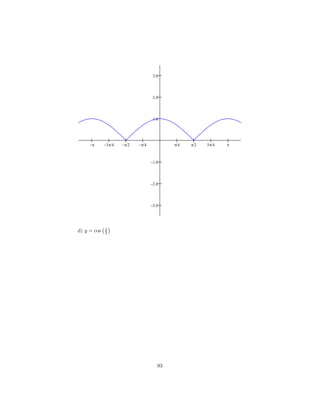 3.0




                                    2.0




                                    1.0




     −π      −3π/4   −π/2   −π/4           π/4   π/2   3π/4   π



                                   −1.0




                                   −2.0




                                   −3.0




             ¡x¢
d) y = cos    2




                                      93
 