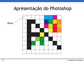 13 Introdução ao Photoshop
Apresentação do Photoshop
Pixels
 