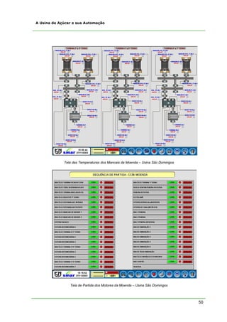 50
A Usina de Açúcar e sua Automação
Tela das Temperaturas dos Mancais da Moenda – Usina São Domingos
Tela de Partida dos Motores da Moenda – Usina São Domingos
 