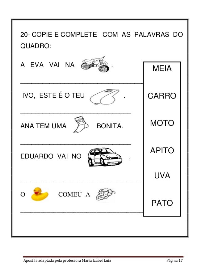 Apostila adaptada/alfabetização