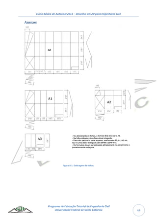 Curso Básico de AutoCAD 2011 – Desenho em 2D para Engenharia Civil
Programa de Educação Tutorial de Engenharia Civil
Universidade Federal de Santa Catarina 64
Anexos
Figura 0-1: Dobragem de folhas.
 