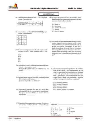 Raciocínio Lógico-Matemático

Prof. Zé Moreira

Banco do Brasil

Página 33

 