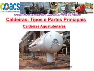 CAPACITAÇÃO DE OPERADOR CALDEIRA E VASOS DE PRESSÃO
101
Caldeiras Aquatubulares
Caldeiras: Tipos e Partes Principais
 