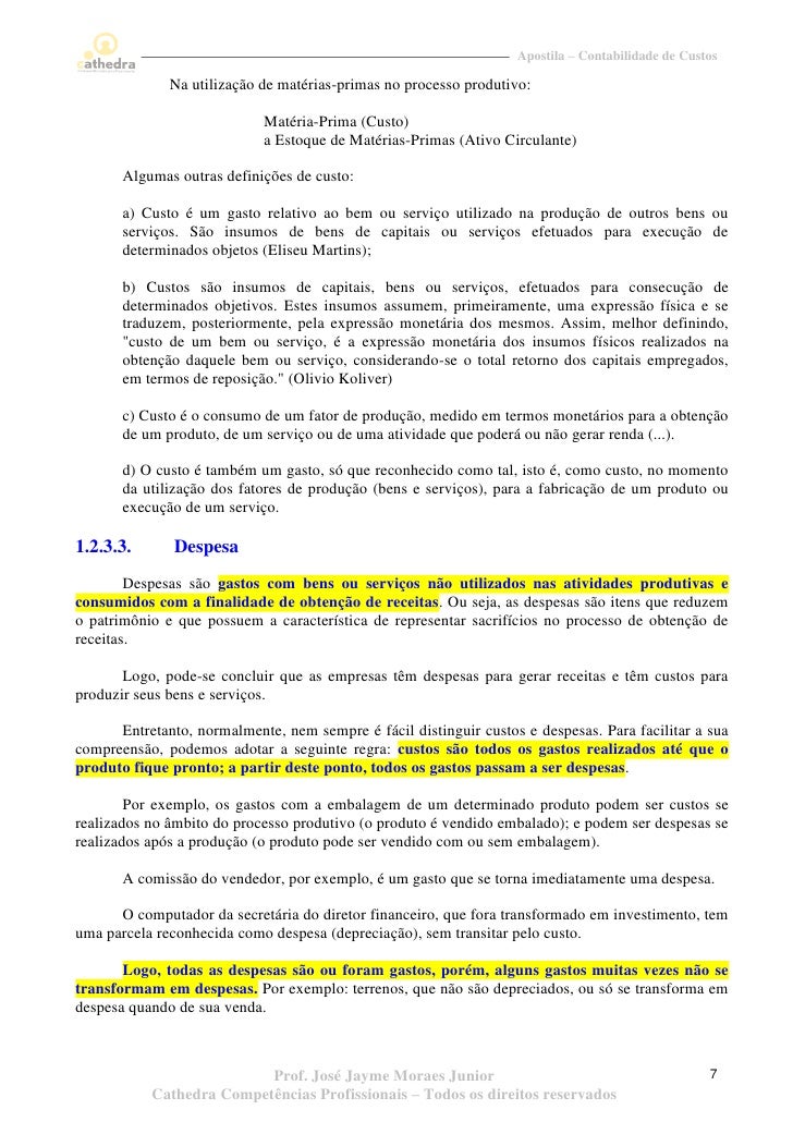 Apostila de contabilidade de custos em pdf pdf