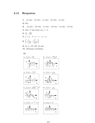 Teorema do Valor Intermediário 
A …gura abaixo, mostra o grá…co de uma função que é contínua no intervalo 
fechado [a; b], sugere que se traçarmos uma reta horizontal y = k, onde k está entre f (a) 
e f (b) então essa reta irá interceptar a curva y = f (x) pelo menos uma vez em [a; b]. 
x 
y 
a c b 
f (b) 
k 
f (a) 
Teorema do Valor Intermediário: Se f é contínua no intervalo fechado 
[a; b] e k é um número real tal que f (a)  k  f (b) ou f (a)  k  f (b), então existe 
pelo menos um c 2 [a; b] tal que f (c) = k. 
No …gura abaixo pode ser observado que se f (a)  f (b), mas não existe 
nenhuma constante c 2 (0; b) tal que f (c) = k. Isto não contradiz o teorema do valor 
intermediário, pois a função y = f (x) apresentada na fugura abaixo não satisfaz uma 
das hipóteses do teorema anterior, pois f não é contínua em todo o intervalo [a; b] : 
y y = f (x) 
f (b) 
a b c x 
k 
f (a) 
O próximo teorema é uma consequência do Teorema do Valor Intermediário. 
Teorema de Bolzano ou do Anulamento: Se f é contínua em [a; b] e 
se f (a) e f (b) tem sinais opostos, então existe pelo menos um número c entre a e b tal 
que f (c) = 0. 
Em outras palavras, o teorema do anulamento nos diz que se f é contínua 
em um intervalo fechado e se f aplicada nos extremos do intervalo tem sinais opostos, 
então existe pelo menos uma raiz pertencente a este intervalo. 
Exemplo 32: 
79 
 