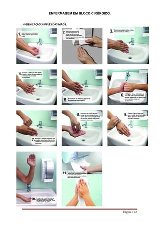 ENFERMAGEM EM BLOCO CIRÚRGICO.
Página 192
HIGIENIZAÇÃO SIMPLES DAS MÃOS.
 