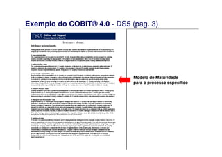 Exemplo do COBIT® 4.0 - DS5 (pag. 3)
Modelo de Maturidade
para o processo específico
 
