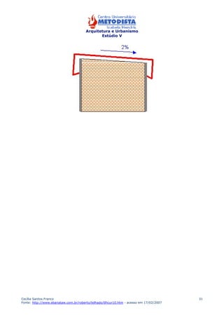 Arquitetura e Urbanismo 
Estúdio V 
Cecília Santos Franco 
Fonte: http://www.ebanataw.com.br/roberto/telhado/tlhcur10.htm - acesso em 17/02/2007 
31 
