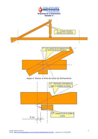 Arquitetura e Urbanismo 
Estúdio V 
Cecília Santos Franco 
Fonte: http://www.ebanataw.com.br/roberto/telhado/tlhcur10.htm - acesso em 17/02/2007 
5 
etapa 4: Marcar a linha de Corte do Alinhamento 
 