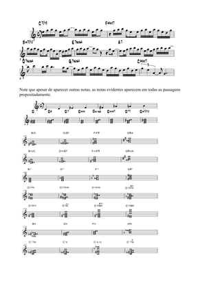 Note que apesar de aparecer outras notas, as notas evidentes aparecem em todas as passagens
propositadamente.
 