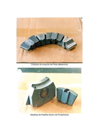 Conjunto do conjunto de Pivôs (Balancins)
Detalhes de Pastilha Axial e de Pivotamento
 