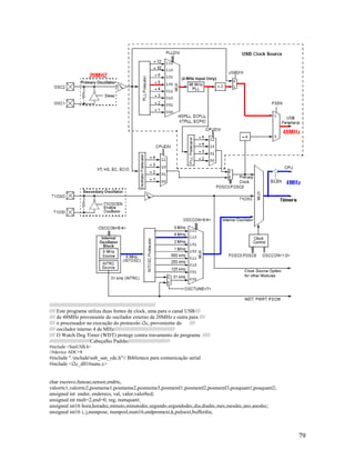 79
/////////////////////////////////////////////////////////////////////////
//// Este programa utiliza duas fontes de clock, uma para o canal USB////
//// de 48MHz proveniente do oscilador externo de 20MHz e outra para ////
//// o processador na execução do protocolo i2c, proveniente do ////
//// oscilador interno 4 de MHz//////////////////////////////////////////
//// O Watch Dog Timer (WDT) protege contra travamento do programa /////
////////////////////////////Cabeçalho Padrão/////////////////////////////
#include <SanUSB.h>
//#device ADC=8
#include ".includeusb_san_cdc.h"// Biblioteca para comunicação serial
#include <i2c_dll16sanc.c>
char escravo,funcao,sensor,endrtc,
valorrtc1,valorrtc2,posmeme1,posmeme2,posmeme3,posmeml1,posmeml2,posmeml3,posquant1,posquant2;
unsigned int ender, endereco, val, valor,valorbcd;
unsigned int mult=2,end=0, reg, numquant;
unsigned int16 hora,horadec,minuto,minutodec,segundo,segundodec,dia,diadec,mes,mesdec,ano,anodec;
unsigned int16 i, j,numpose, numposl,num16,endpromext,k,puloext,bufferdia;
 