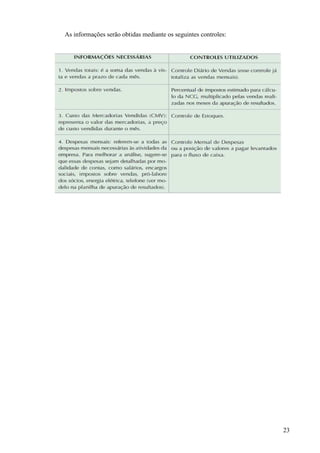 23
As informações serão obtidas mediante os seguintes controles:
 