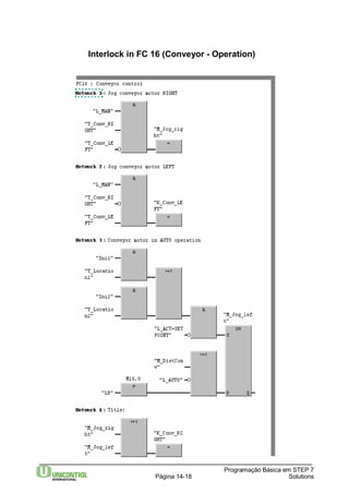 Interlock in FC 16 (Conveyor - Operation) 
Programação Básica em STEP 7 
Página 14-18 Solutions 
 