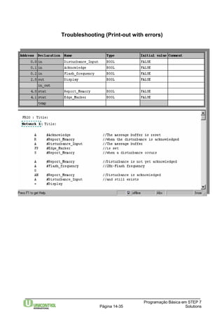 Troubleshooting (Print-out with errors) 
Programação Básica em STEP 7 
Página 14-35 Solutions 
 