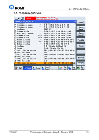 T60356F	 Programação e Operação - Linha D - Siemens 828D	 251
5. Tutorial ShopMill
3.7 - PROGRAMA SHOPMILL:
 