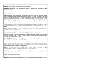 •Frisante: Vinho Espumante engarrafado durante a sua fermentação. 
•Fundador: provavelmente o mais famoso Brandy espanhol e também o mais consumido na Espanha, 
fabricado pela Domecq. 
•Galliano: Licor dourado e bem doce, com aroma de flores, ervas, especiarias diversas e um gostinho de 
baunilha no final. 
•Gim: destilado de cereais, aromatizado principalmente com zimbro, planta da família das pináceas. 
Genever em holandês, passando para ginepro em italiano, genièvre na França e abreviando-se para gim em 
inglês. Foi fabricado pela primeira vez na Holanda, na Idade Média, e atualmente é produzido em quase todos 
os países. Geralmente é tomado com água tônica, limão e gelo (o famoso Gim Tônica, servido no mundo 
inteiro), entrando também na composição de diversos Coquetéis. O mais famoso Coquetel feito com Gim é o 
chamado Martini Seco (Dry Martini), que teria sido inventado pelo barman Martini, do Hotel Knickerbocker, 
para o magnata John Rockefeller. 
•Grand Marnier: Licor francês produzido à base de laranjas amargas maceradas em Conhaque. Há dois tipos, 
o Cordon Rouge, elaborado com Conhaque e laranja de Curaçau, e o Cordon Jaune, com “Eau de Vie” e 
laranja. 
•Grappa: Brandy destilado de casca, caroços e talos de uva, resultando em uma bebida rude, ardente e muito 
seca. Com o tempo, torna-se mais suave. 
•Hidromel: fermentação do mel com a água das chuvas. A primeira bebida do nosso mundo. 
•Irish: Whisky irlandês considerado um dos melhores do mundo. É produzido à base de cevada, um segundo 
cereal não fermentado, o trigo, o centeio e a aveia. No processo triplo de destilação, os irlandeses usam o 
carvão, que não interfere no sabor da bebida. 
•Islay Malt Whisky: Whisky produzido na ilha escocesa de Islay, é seco, de sabor forte e aroma peculiar. 
Entra na fabricação da maioria dos Scotchs do tipo Blended. 
•Jack Daniel’s: Whisky tradicional americano, produzido no Estado do Tenessee, e que se tornou um dos 
símbolos da cultura desse país. Trata-se de um Bourbon produzido à partir do milho, com o acréscimo de 
cevada e centeio. Tem uma doçura semelhante à das frutas, arrematada por um sabor pronunciado, em parte 
devido ao envelhecimento em tonéis de carvalho queimado. 
•Kabanes: Licor semi-amargo típico da cidade alemã de Colônia. Também é encontrado em cidades 
estrangeiras onde a comunidade alemã é significativa, como na americana Chicago. 
•Kahlua: Licor de café originário do México e muito popular nos EUA, onde é tomado após as refeições e 
utilizado em Coquetéis e sobremesas. 
•Kirsch: Brandy produzido com cerejas. 
•Korn: destilado de cereais do tipo claro, bebido no norte da Alemanha, geralmente acompanhado de Cerveja. 
1 
 