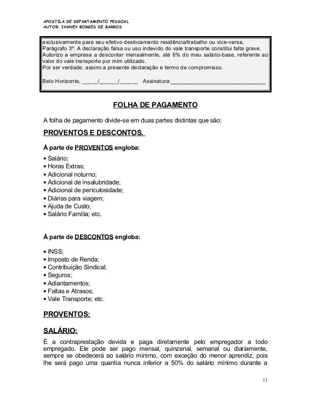 Apostila de depto pessoal ivaney