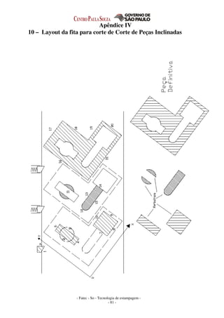 - Fatec - So - Tecnologia de estampagem -
- 81 -
Apêndice IV
10 – Layout da fita para corte de Corte de Peças Inclinadas
 