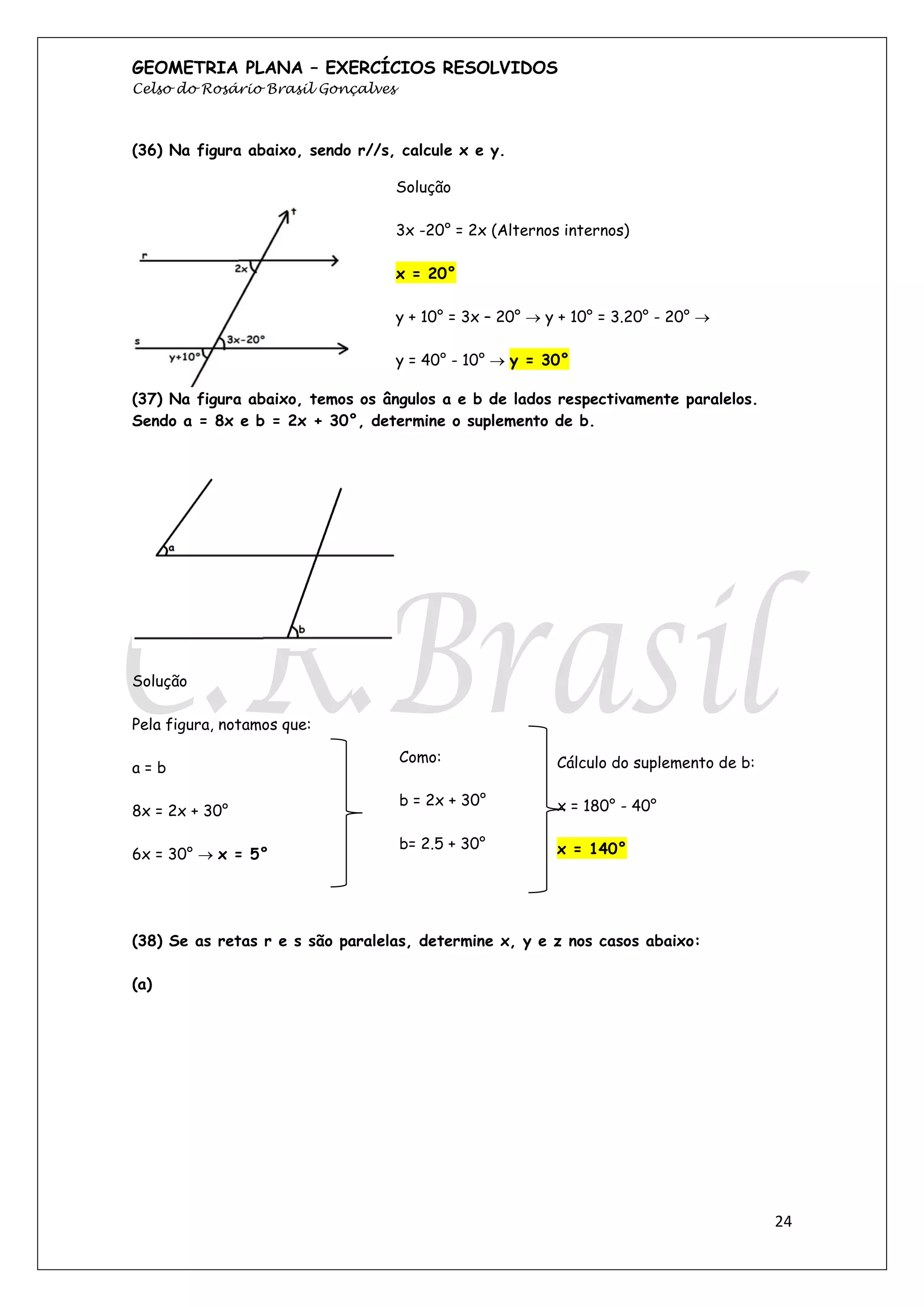 Apostila de geometria plana exercícios resolvidos - crbrasil | PDF