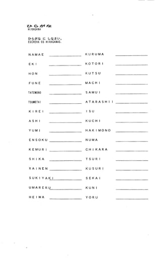 Apostila de hiragana e katakana