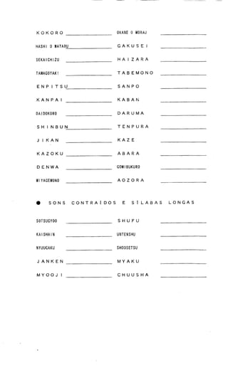 Apostila de hiragana e katakana