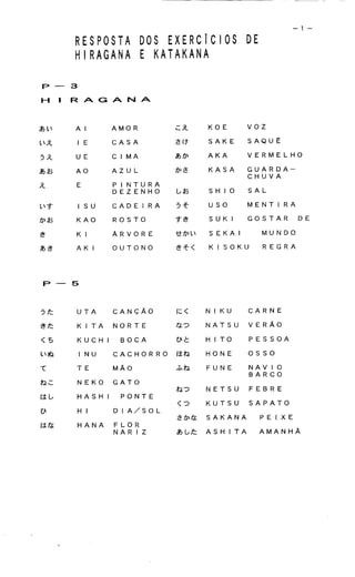 Apostila de hiragana e katakana