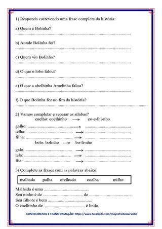 CONHECIMENTO E TRANSFORMAÇÃO: https://www.facebook.com/mayrafreitascarvalho
 