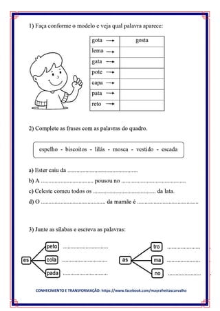 CONHECIMENTO E TRANSFORMAÇÃO: https://www.facebook.com/mayrafreitascarvalho
 