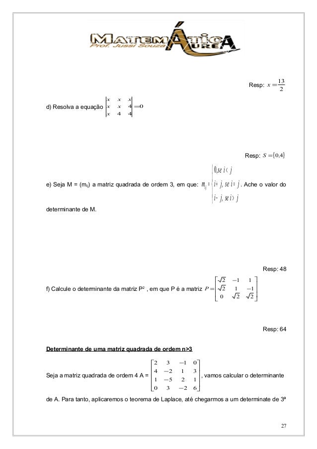 raiz 4 de 32 quadrada log matrizes 2008 e Apostila sistemas de determinantes raiz 4 de 32 quadrada log matrizes 2008 e Apostila sistemas de determinantes
