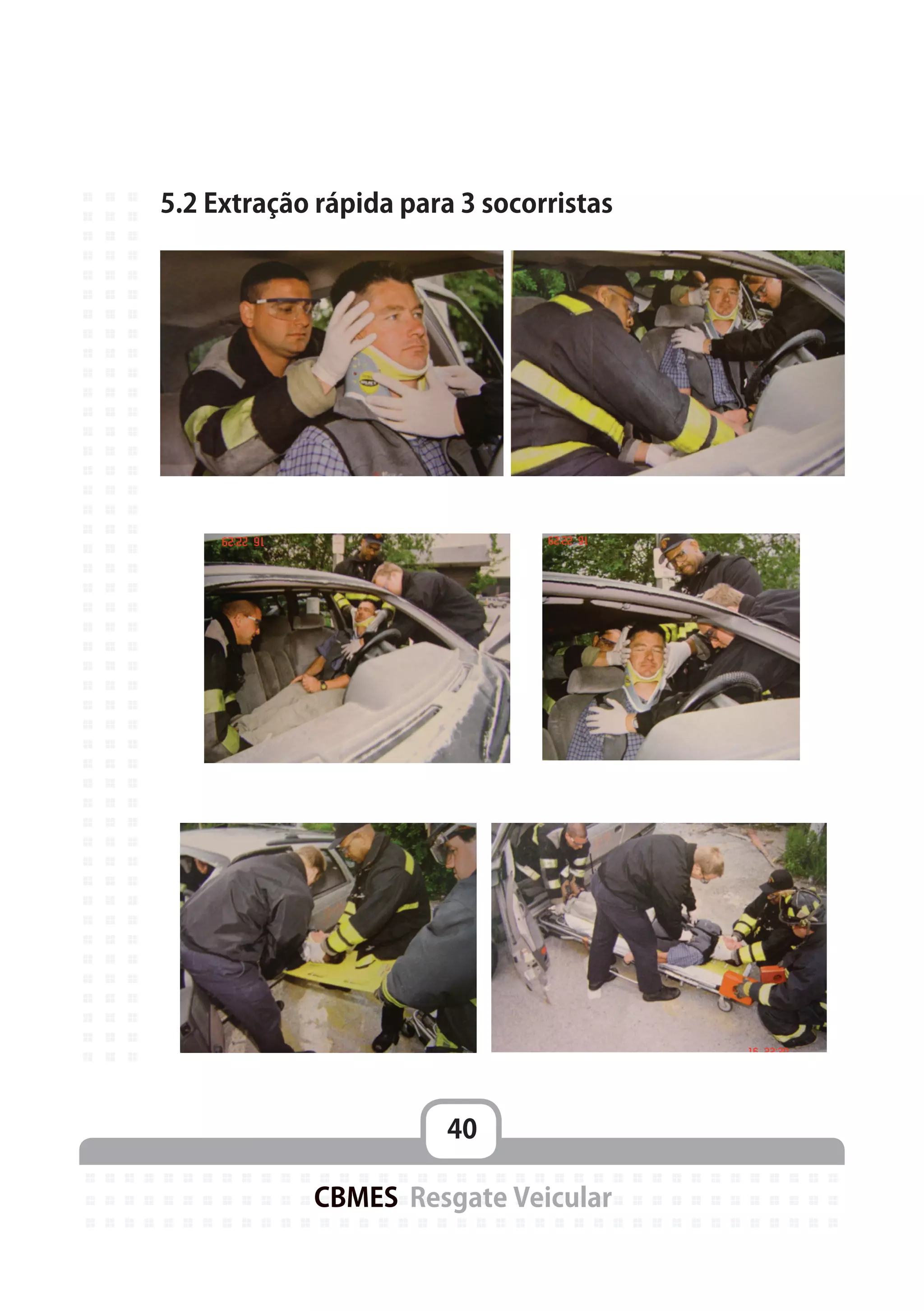 40
CBMES Resgate Veicular
5.2 Extração rápida para 3 socorristas
 