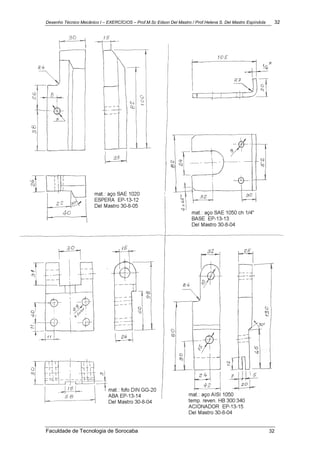 Desenho Técnico Mecânico I – EXERCÍCIOS – Prof.M.Sc Edson Del Mastro / Prof.Helena S. Del Mastro Espíndola 32
Faculdade de Tecnologia de Sorocaba 32
 