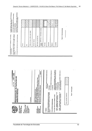 Desenho Técnico Mecânico I – EXERCÍCIOS – Prof.M.Sc Edson Del Mastro / Prof.Helena S. Del Mastro Espíndola 92
Faculdade de Tecnologia de Sorocaba 92
 