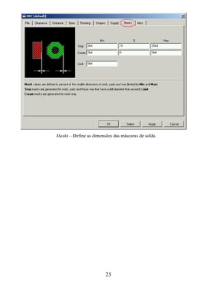 Masks – Define as dimensões das máscaras de solda.




                        25
 