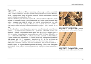 Fibras Químicas Artificiais




TRIACETATO
O Triacetato foi descoberto em 1869 por Schtzenberg, ao fazer reagir a celulose com anidrido
acético. Contudo, apenas nos anos 50 o Triacetato começou a ser utilizado como fibra têxtil,
devido à diminuição dos preços de solventes orgânicos, como o diclorometano (cloreto de
metano), utilizado na produção destas fibras.
O processo de fabricação do Triacetato é igual ao do Acetato, exceptuando o facto de a fase de
hidrólise ser eliminada, de modo a obter-se um mínimo de 92% dos grupos hidróxilos. Deste
modo, é preparada uma solução de celulose com anidrido acético, juntamente com ácido
acético e um catalisador de acetilização. Obtendo-se uma solução de Triacetato de celulose e
ácido acético, mistura-se cloreto de metileno e metanol e, depois, é feita a extrusão, em via
seca.                                                                                            Vista Transversal da Fibra de Triacetato
As fibras desta forma concebidas, podem-se apresentar como fibra cortada ou em filamento         Fonte: BARATA, Teresa Raquel (2008) – As Fibras
                                                                                                 não Naturais. Sebenta de Tecnologia dos Materiais
contínuo e a sua espessura variar conforme o fim a que destina. A densidade encontra-se na
ordem dos 1,30 g/cm3. O alongamento ostenta valores entre os 25% e 35%, em seco, e 30% a
40%, em húmido. A tenacidade está compreendida entre os 10,5 cN/Tex e 12,4 cN/Tex, em
seco, e os 6,6 cN/Tex e 7,1 cN/Tex, em ambiente húmido. Por se tratar de uma fibra hidrófoba,
a taxa de recuperação de humidade é de 7%. Trata-se de uma fibra termoplástica, cujo ponto de
fusão situa-se nos 290º C, começando a amarelecer aos 225 ºC. No que respeita ao
comportamento face aos ácidos e às bases, é bastante sensível a concentrações de ambas.
O Triacetato é resistente às nódoas, rugas e ao encolhimento, pode ser lavada à mão ou à
maquina e fornece um excelente drapeado e retenção de plissados. Graças a estas propriedades
de retenção de forma, podemos encontrar frequentemente esta fibra em blusas, saias, calças e
                                                                                                 Vista Longitudinal da Fibra de Triacetato
cortinas.
                                                                                                 Fonte: BARATA, Teresa Raquel (2008) – As Fibras
                                                                                                 não Naturais. Sebenta de Tecnologia dos Materiais




                                                                                                                                                  18
 