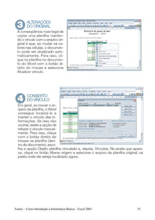 Faetec – Curso Introdução a Informática Básica – Excel 2003   15
 