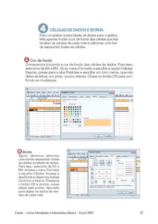 Faetec – Curso Introdução a Informática Básica – Excel 2003   22
 