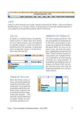 Faetec – Curso Introdução a Informática Básica – Excel 2003   3
 